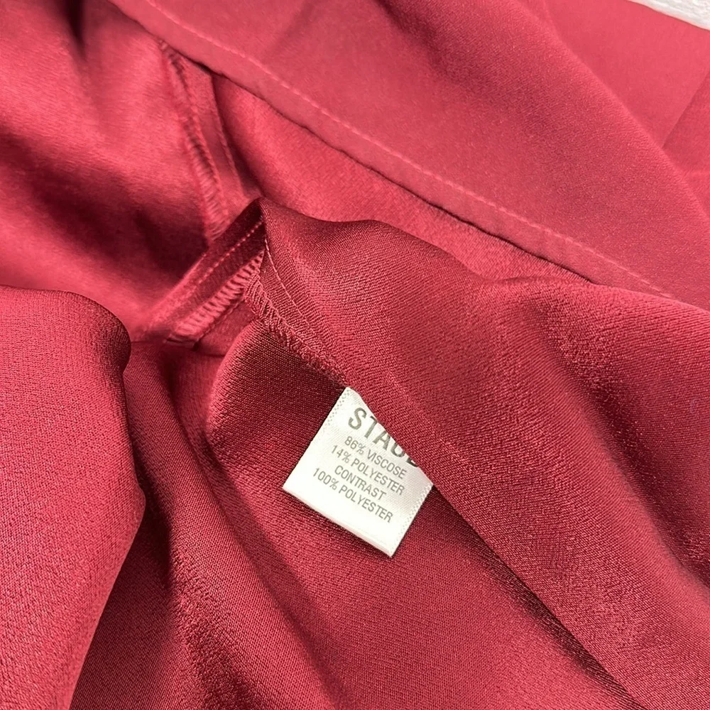 Staud Lido Dress Maxi Long Sleeve Cutout Bow Evening Gown Dark Red New Size 8 - Picture 11 of 13